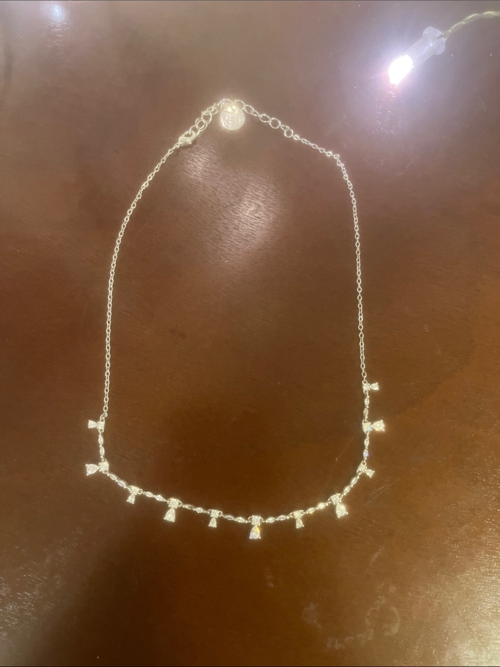 Dainty Silver Bow Charm Necklace - Women Jewelry